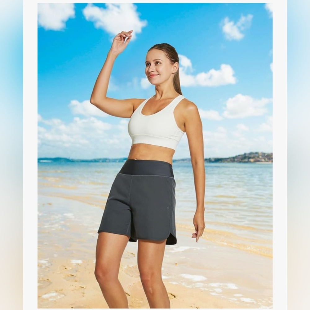 NWT Women's High Waisted Swim Shorts S Small - Picture 2 of 12